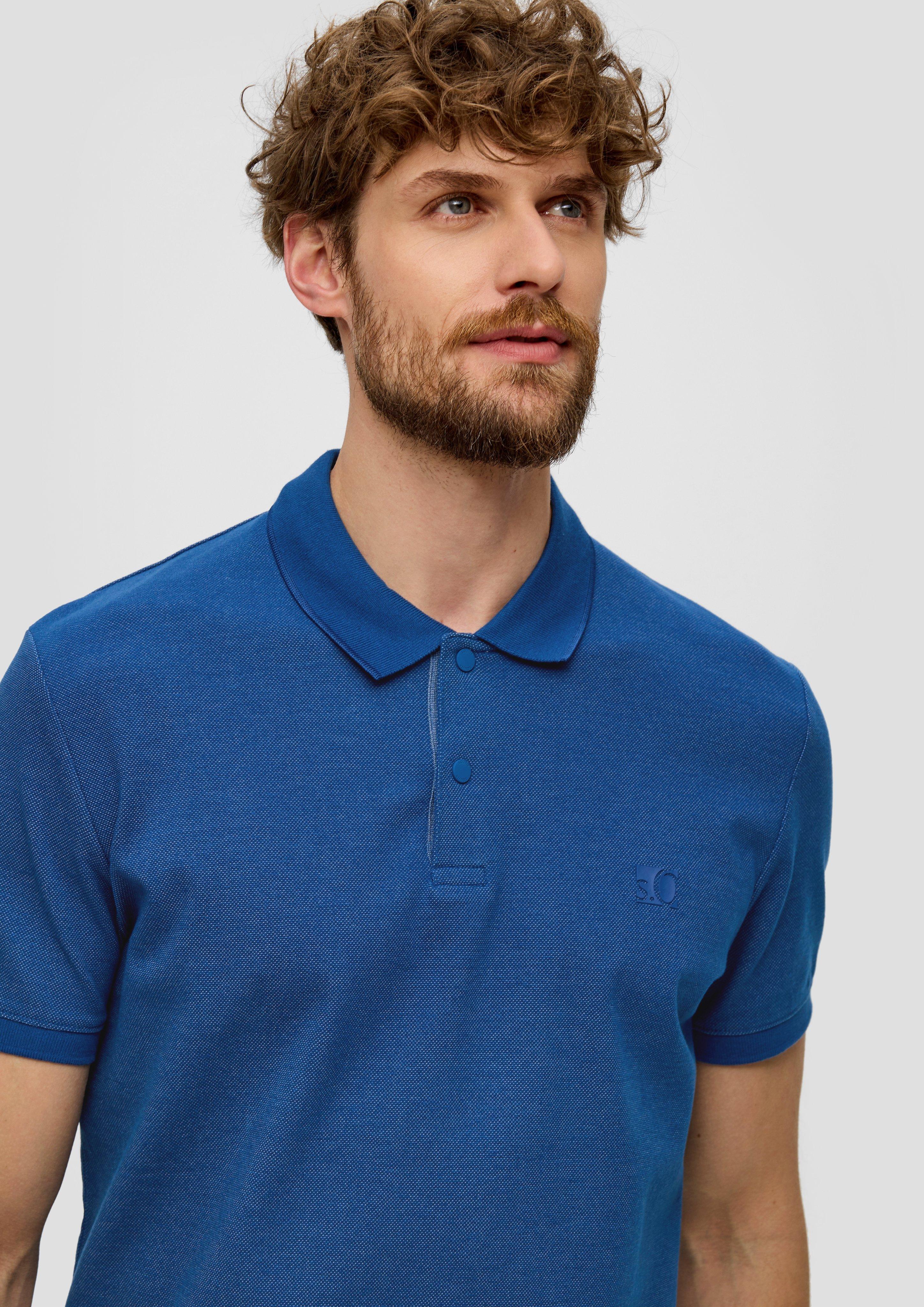 Polo shirt with press studs ocean blue s.Oliver