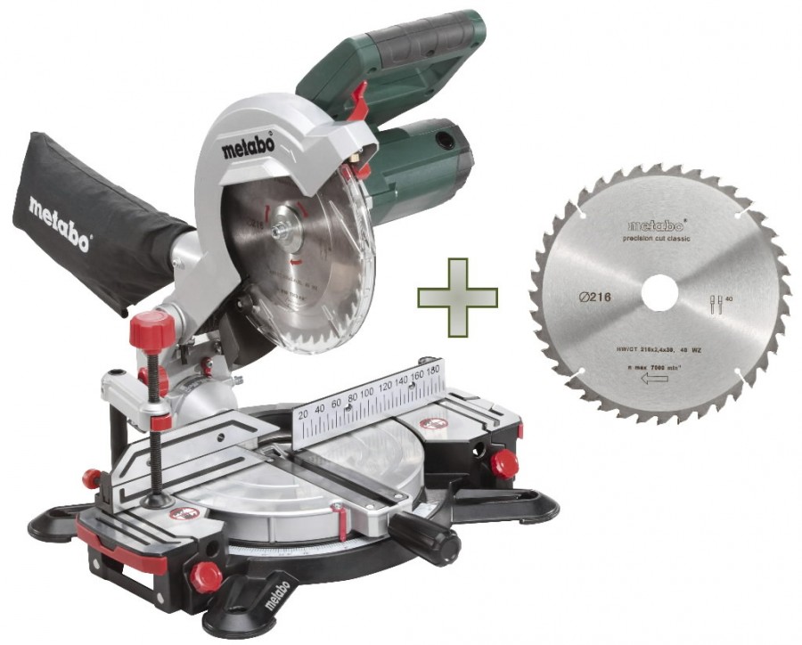 Crosscut saw KS 216 M Lasercut + sawblade 628060000&MET, Metabo - Mitre