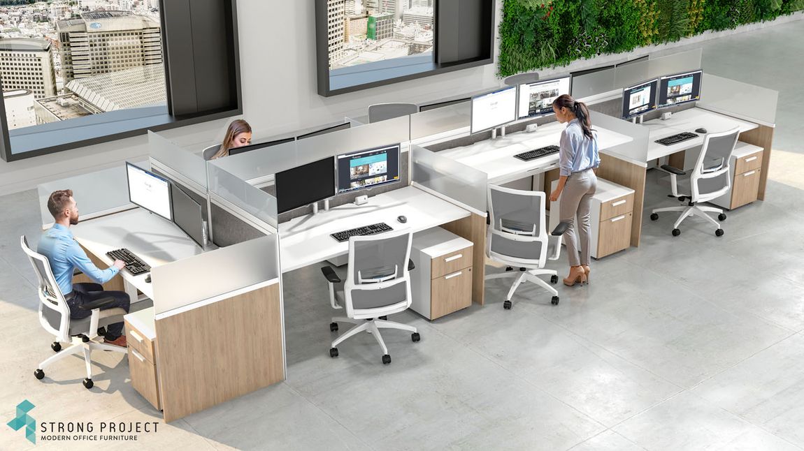 Modern Call Center Cubicles with Stand Up Office Desks Strong Project