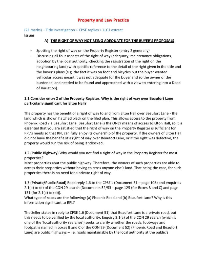 Legal Practice Course (LPC) Property Law and Practice full exam notes