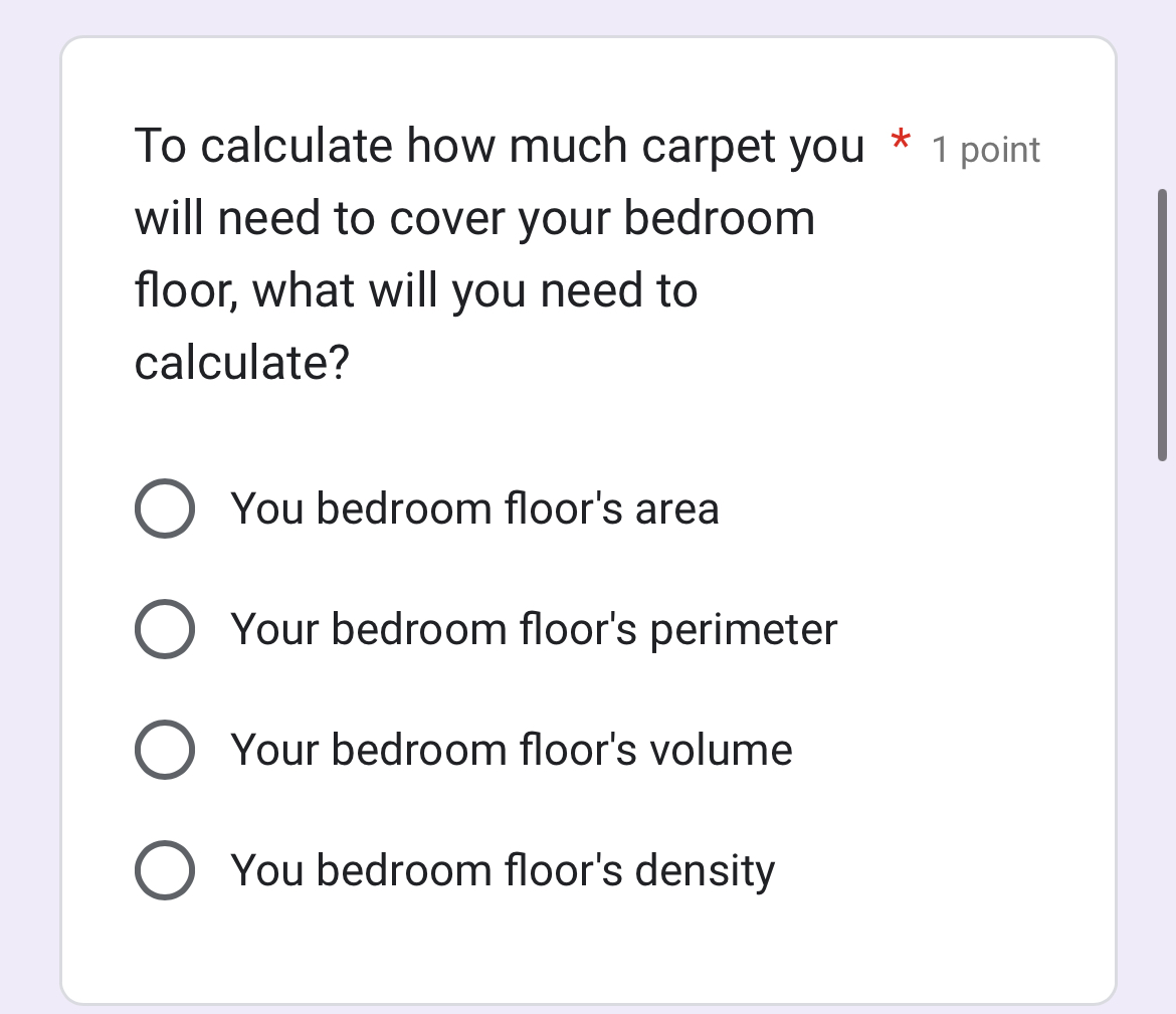 To calculate how much carpet you 1 point will StudyX