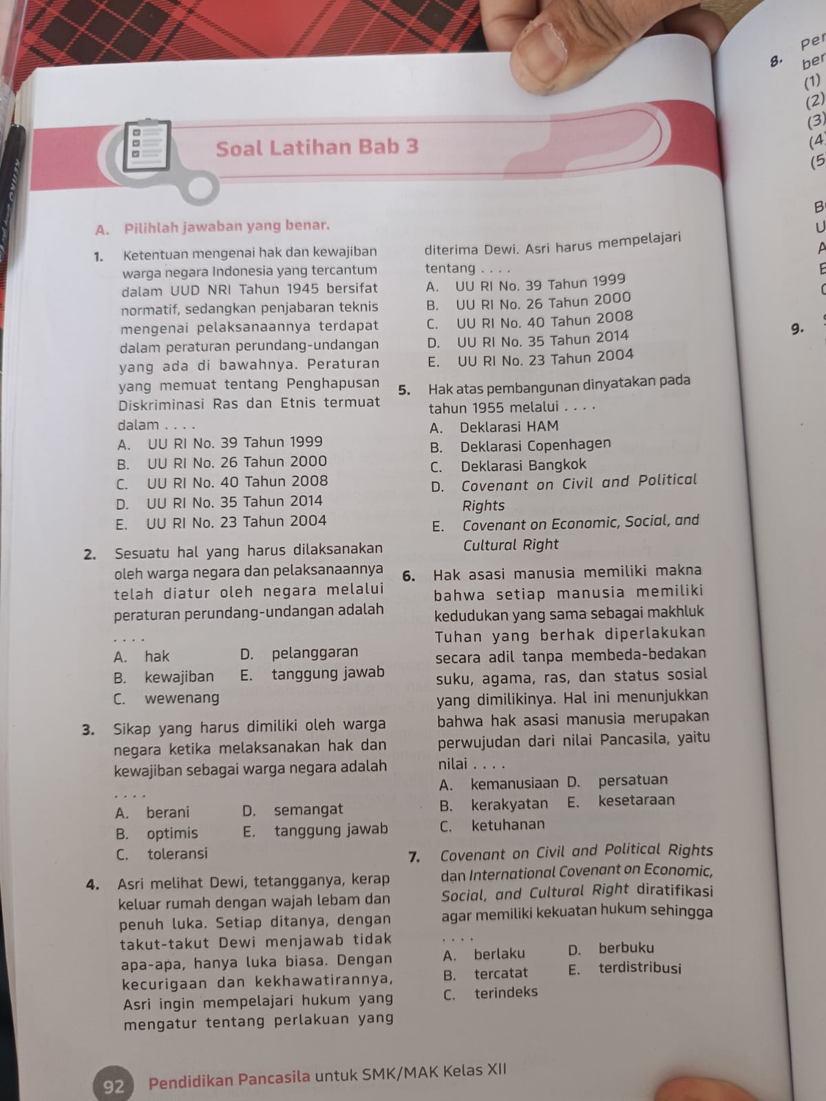 8 ber Soal Latihan Bab 3 A Pilihlah jawaban StudyX