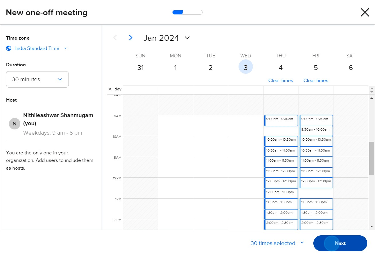 How to schedule a oneoff meeting in Calendly
