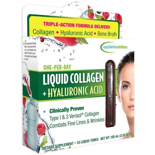 Applied Nutrition Liquid Collagen + Hyaluronic Acid Mixed Berry 10 Vials Swanson Health Products