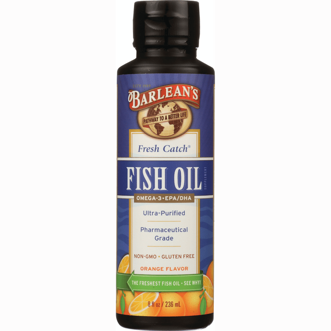 Barlean's Fresh Catch Fish Oil Omega3 EPA/DHA Orange Flavor 8 fl oz