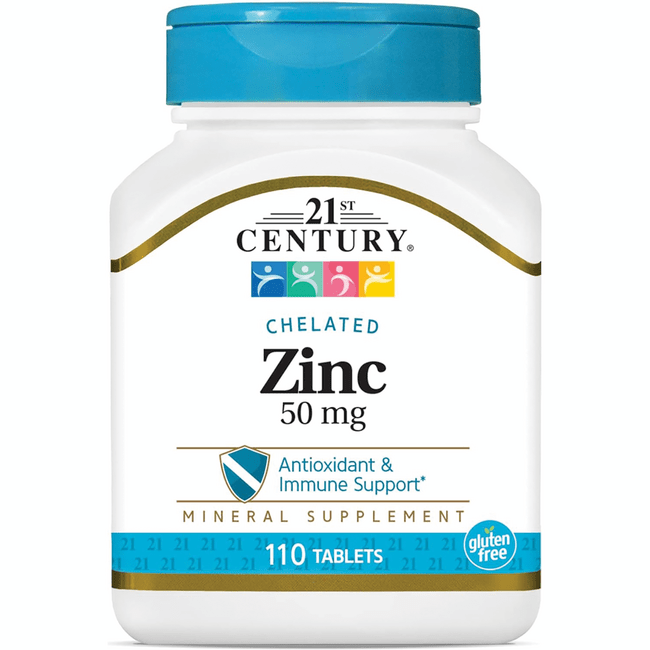 21st Century Chelated Zinc 50 mg 50 mg 110 Tabs Swanson Health Products