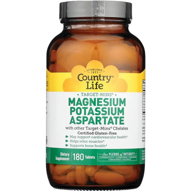 Country Life TargetMins Magnesium Potassium Aspartate 180 Tabs