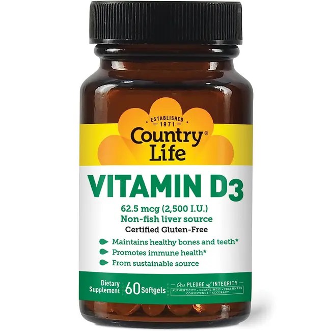 Country Life Vitamin D3 2,500 IU 60 Sgels Swanson Health Products