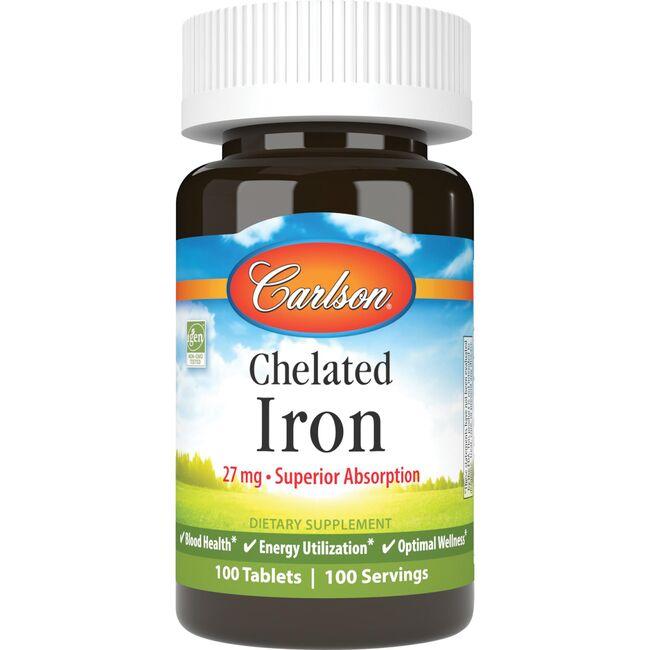 Carlson Chelated Iron 27 mg 100 Tabs Swanson Health Products