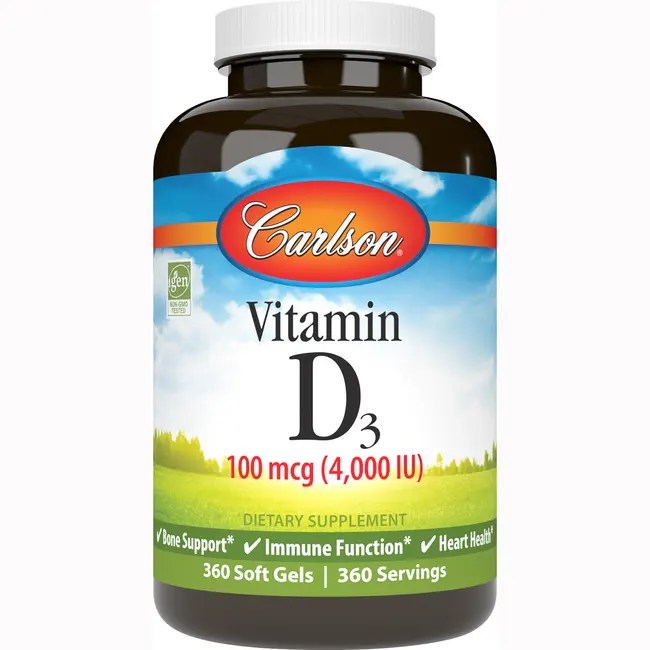 Carlson Vitamin D3 4,000 IU 360 Sgels Swanson Health Products