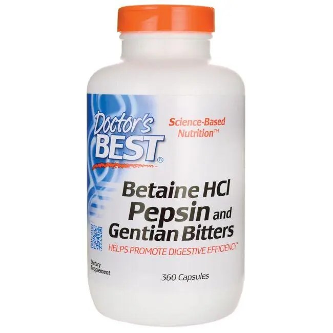 Doctor's Best Betaine HCL Pepsin & Gentian Bitters 360 Caps Swanson®