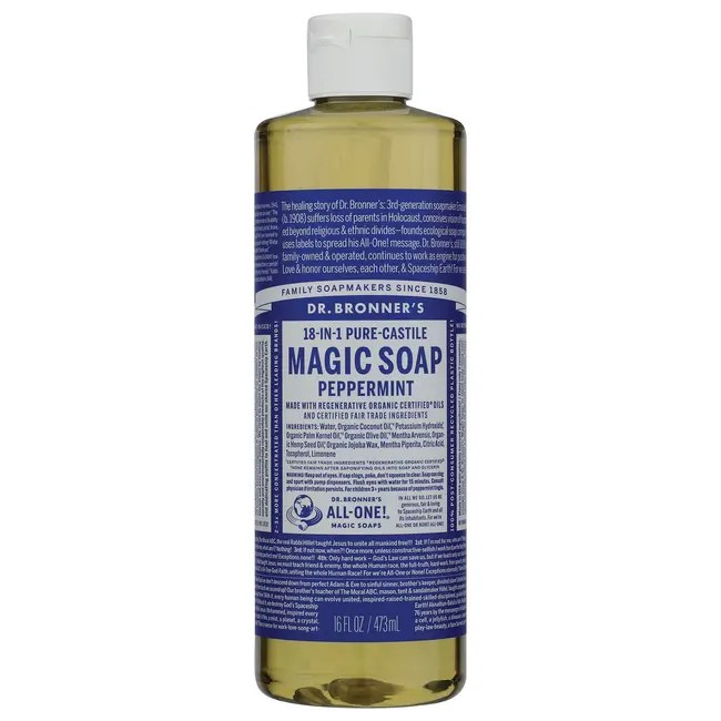 Dr. Bronner's Pure Castile Liquid Soap Peppermint 16 oz Liquid