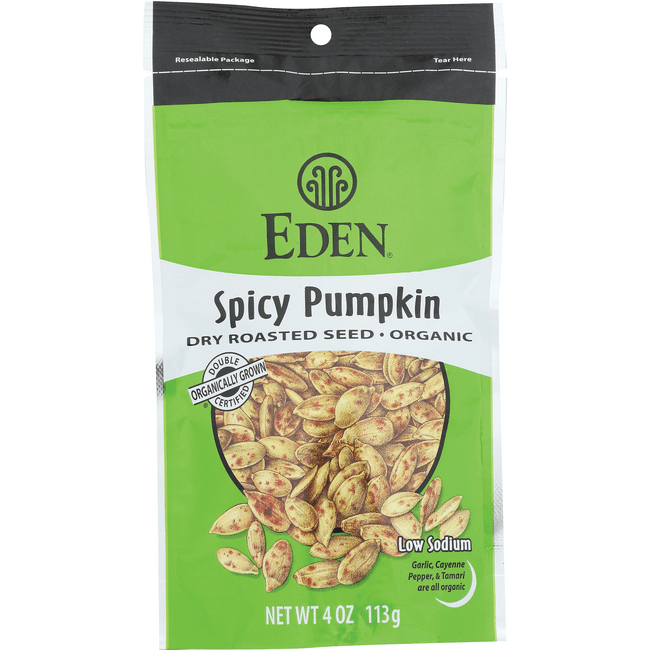 Eden Foods Spicy Pumpkin Seeds Dry Roasted Organic 4 oz Pkg Swanson