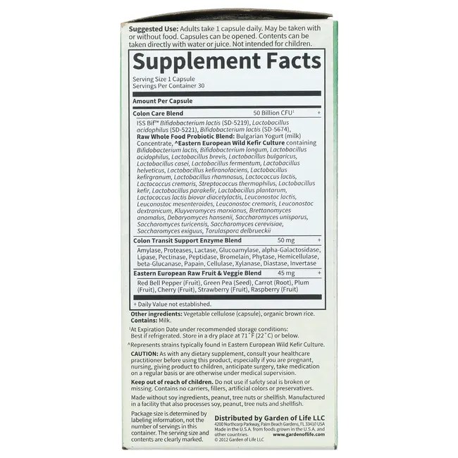 Garden of Life RAW Probiotics Colon Care Close Up