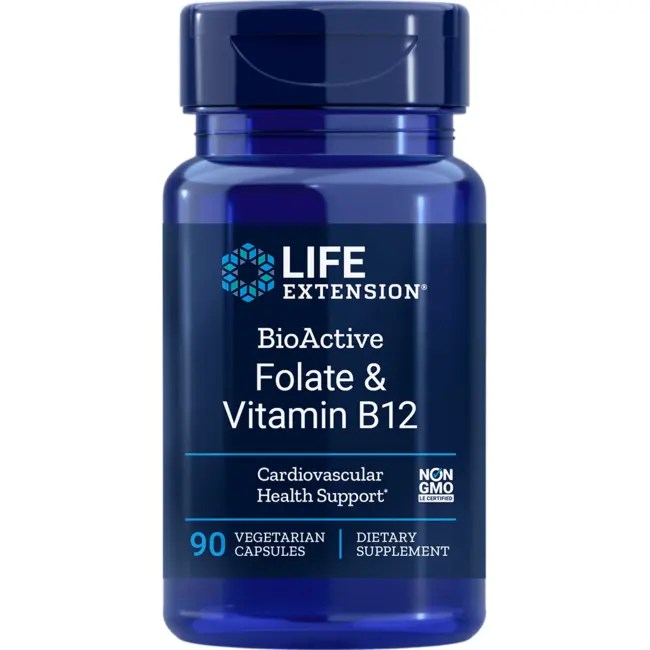 Life Extension BioActive Folate & Vitamin B12 90 Veg Caps Swanson