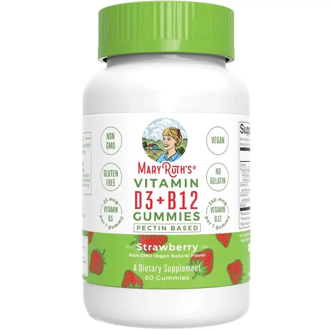 Mary Ruth's Vitamin D3 + B12 Gummies Strawberry 60 Gummies