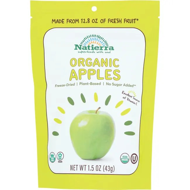 Nature's All Foods Organic FreezeDried Apples 1.5 oz (42.5 grams) Pkg