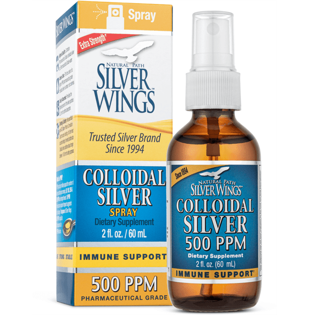 Natural Path Silver Wings Colloidal Silver 500 ppm 2 fl oz (60 mL) Liquid Swanson Health Products