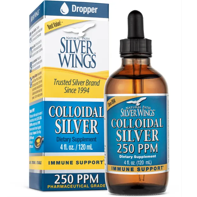 Natural Path Silver Wings Colloidal Silver 250 ppm 4 fl oz (120 mL) Liquid Swanson Health Products