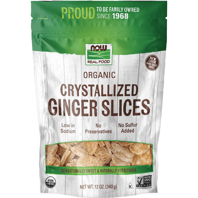 NOW Foods Organic Crystallized Ginger Slices 12 oz (340 g) Pkg