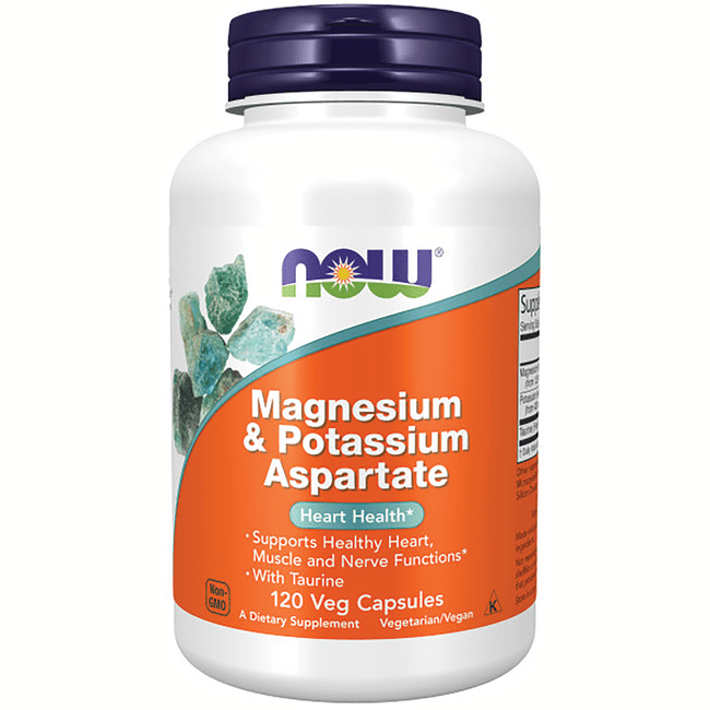 NOW Foods Magnesium & Potassium Aspartate 120 Veg Caps Swanson Health
