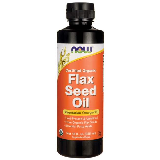 NOW Foods Certified Organic Flax Seed Oil 12 fl oz (355 mL) Liquid