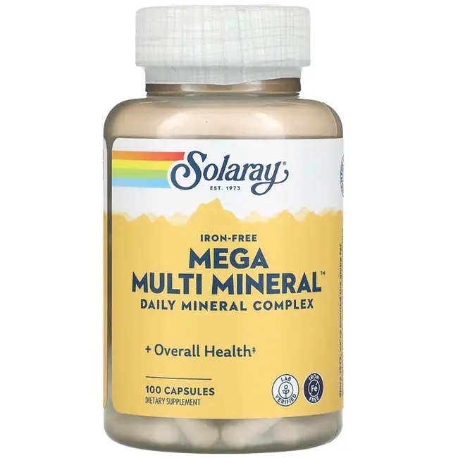 Solaray Iron Free Mega Multi Mineral 100 Caps 76280045130 eBay