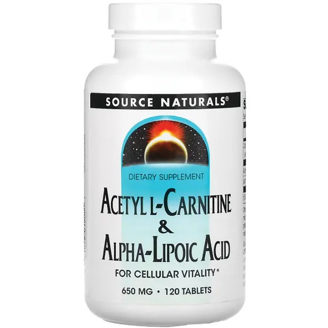 Source Naturals Acetyl LCarnitine & Alpha Lipoic Acid 650 mg 120 Tabs