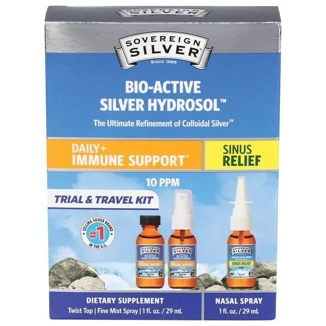 Sovereign Silver BioActive Silver Hydrosol Trial & Travel Kit 10 PPM 1