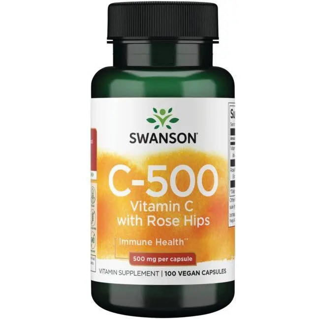 Swanson Premium C500 Vitamin C with Rose Hips 500 mg 100 Caps Swanson®