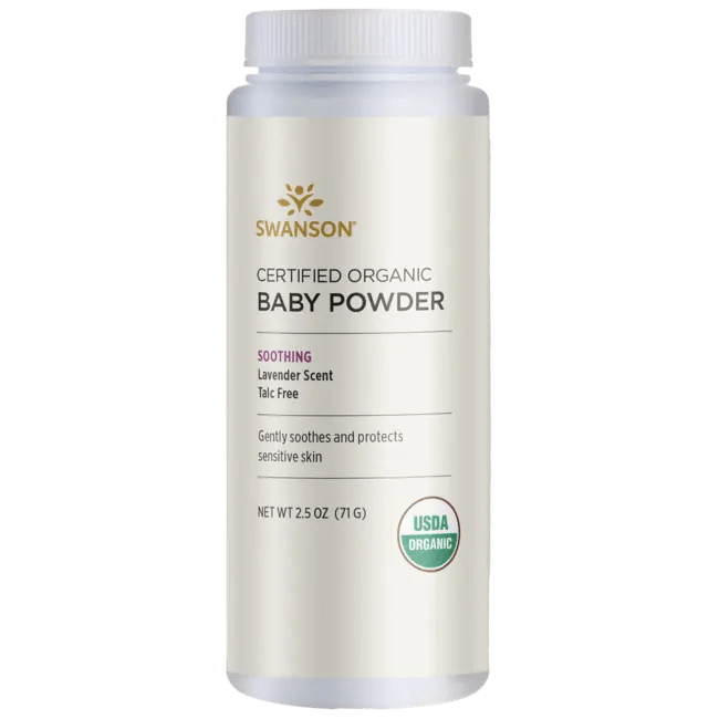 Swanson Premium Certified Organic Baby Powder TalcFree Lavender Scent