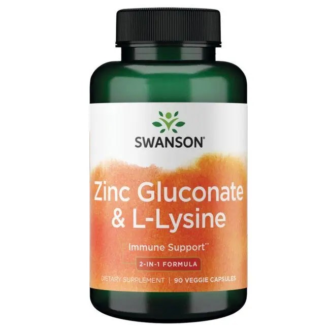 Swanson Premium Zinc Gluconate & LLysine 2In1 Formula 90 Veg Caps