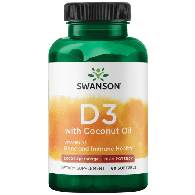 Vitamin D3 + Coconut Oil Softgel Swanson Health Products