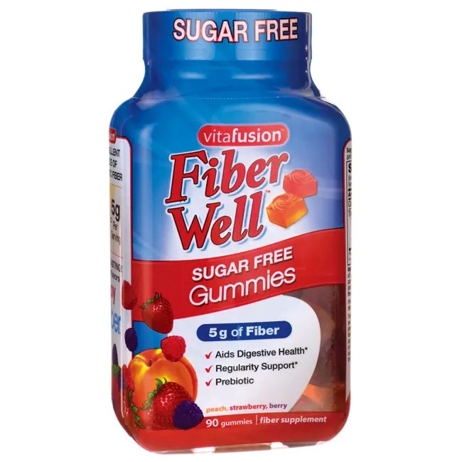 Vitafusion Fiber Well Sugar Free Gummies Peach, Strawberry, Berry 90