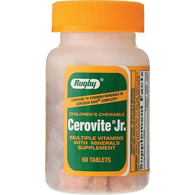 Rugby Cerovite Jr. Children's Chewable 60 Tabs Swanson Health Products