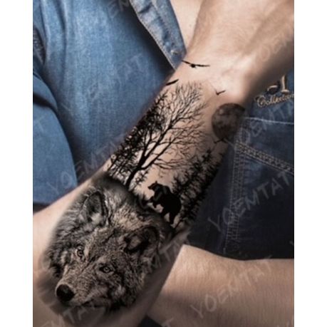  168+ Bear And Wolf Chest Tattoo 