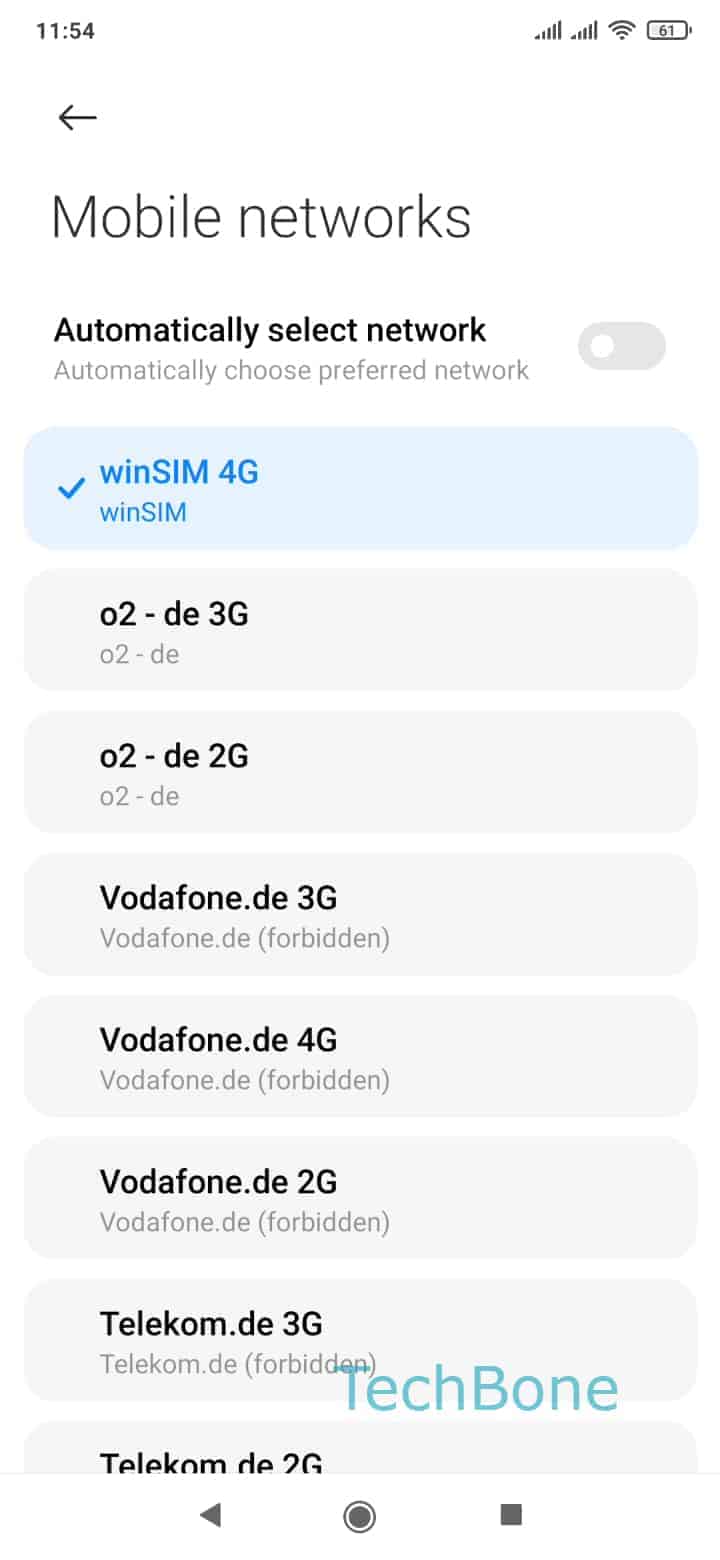 Enable automatic network selection Xiaomi Manual TechBone