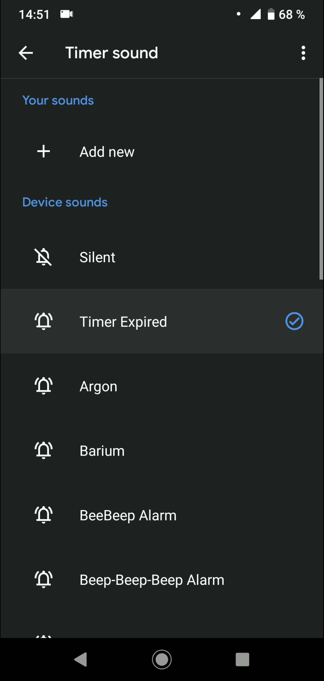Timer sound Android Manual TechBone