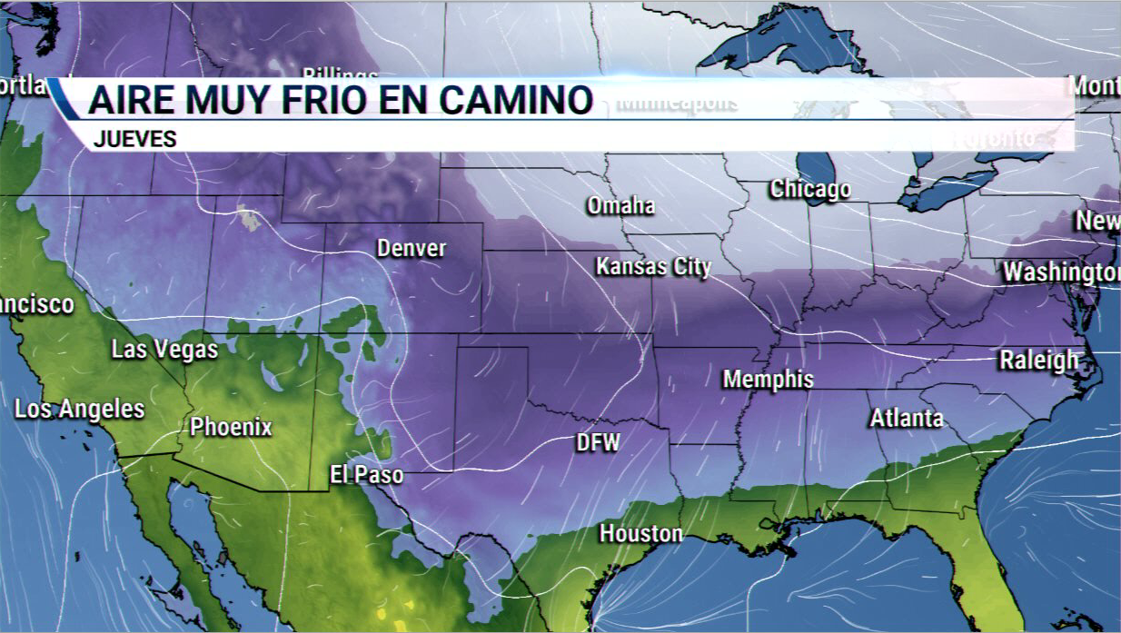 Vigilando la llegada de un frente frío ártico al norte de Texas