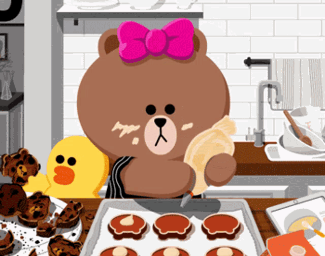Brown Bear Baking GIF Brown Bear Baking Cute Discover & Share GIFs