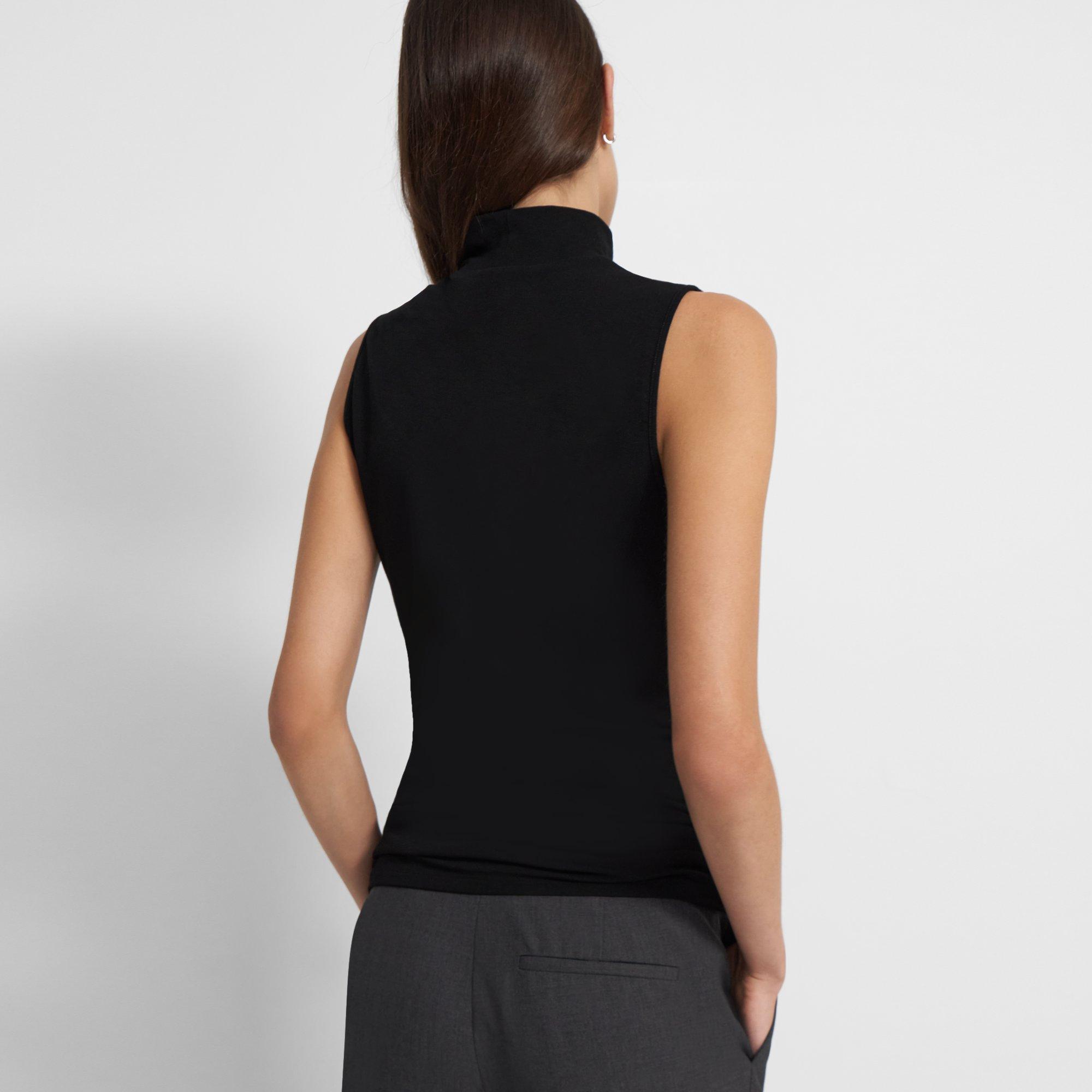 Ribbed Viscose Sleeveless Turtleneck Sweater Theory