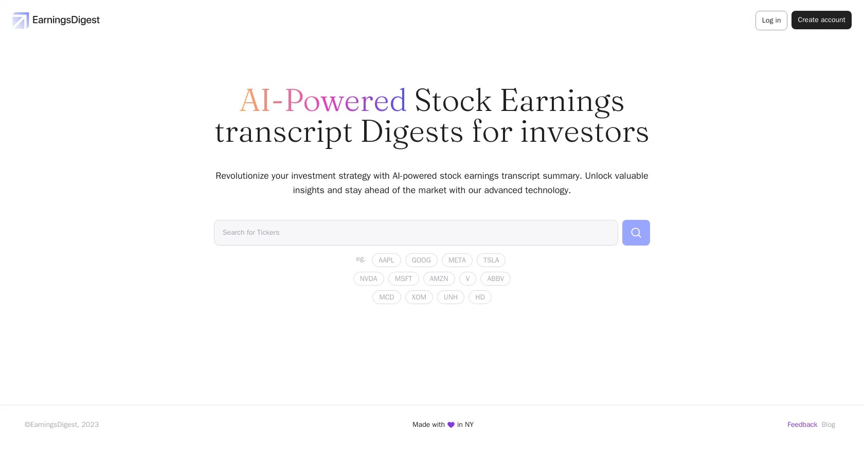 EarningsDigest Best Stock earning transcripts AI Tool