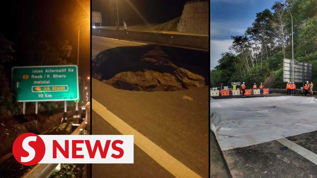 Karak Highway blocked at KM66.1 due to sinkhole, affecting both