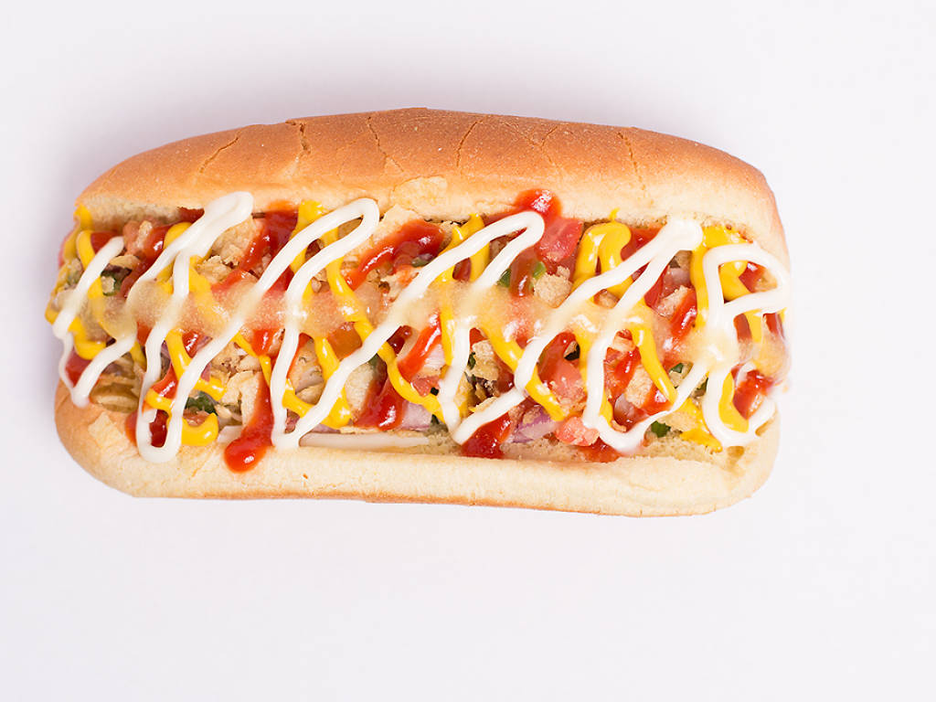 Best hot dogs in Las Vegas with mayo, ketchup, relish and mustard