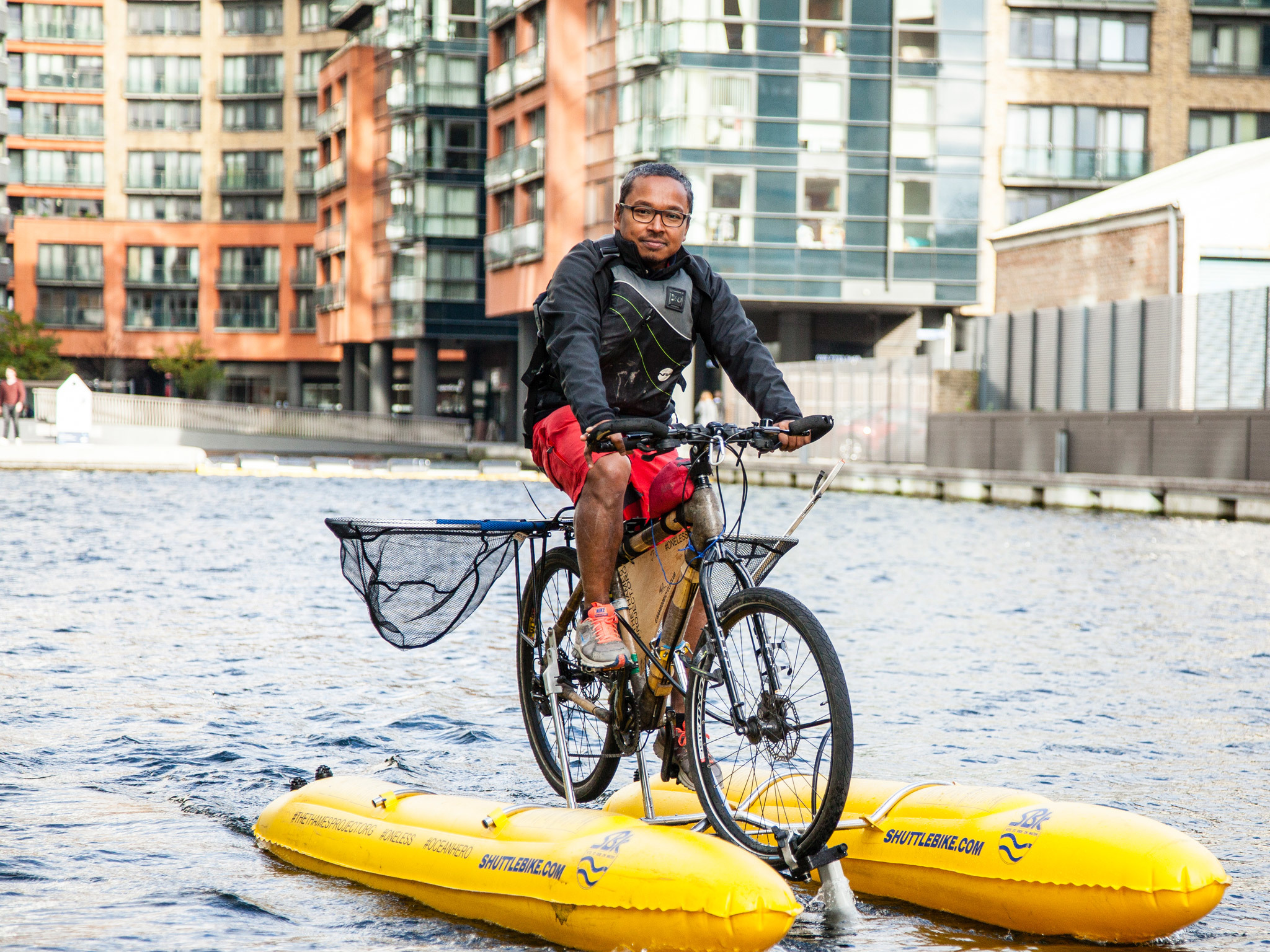 Meet the man who cycled down the Thames on a floating bike