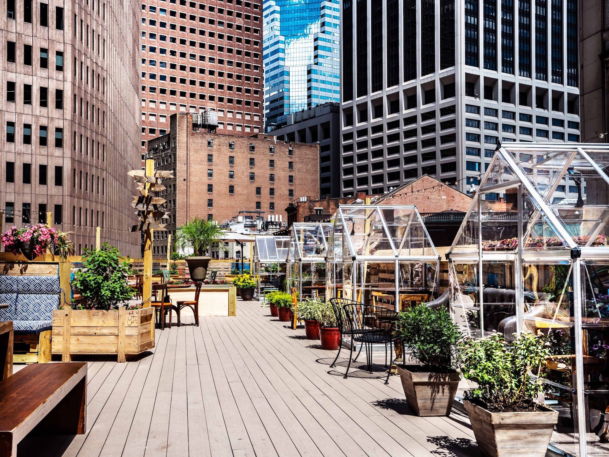 Dine in private greenhouses at this Manhattan rooftop restaurant