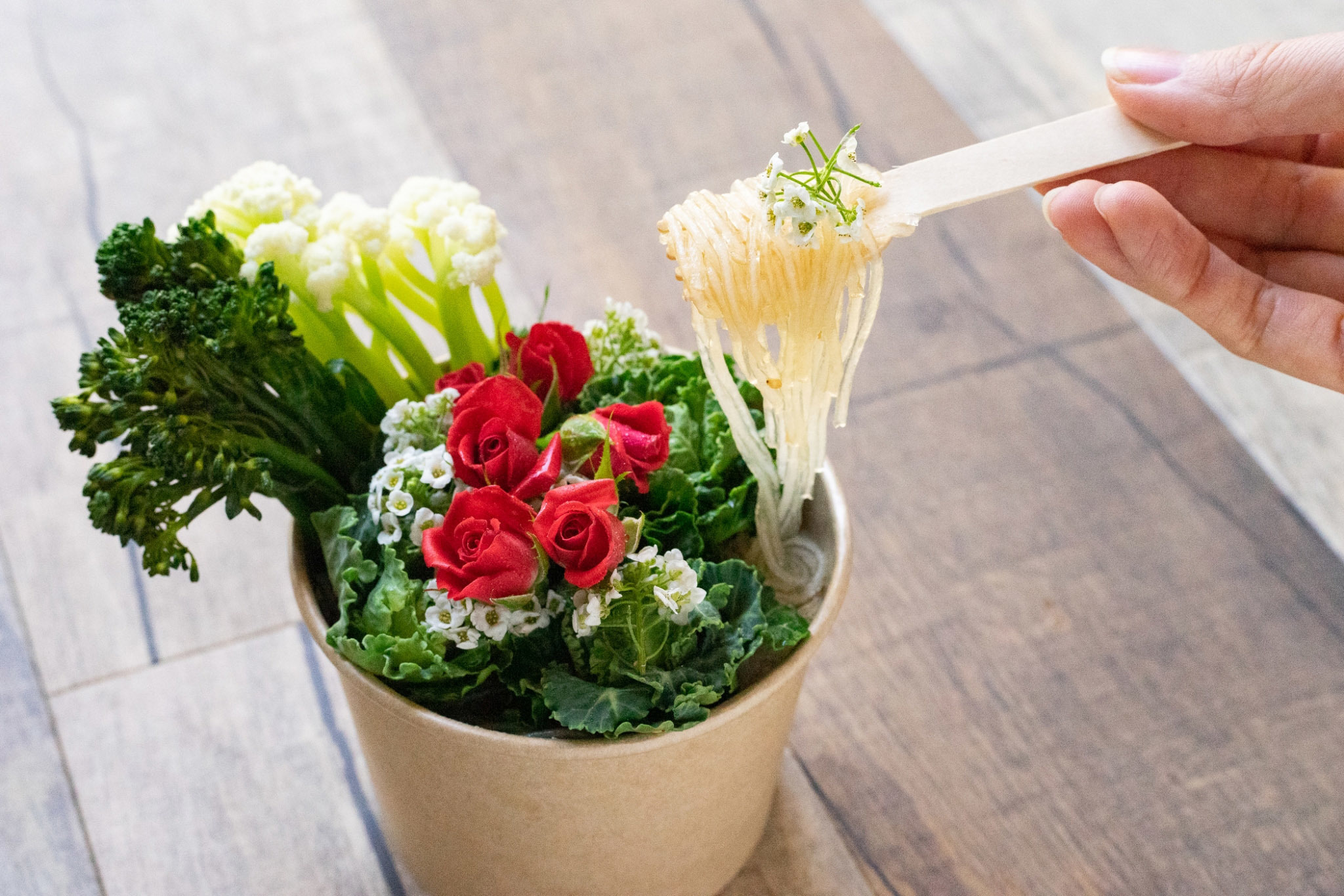 These ramen bowls look like a bouquet of flowers and they're vegan