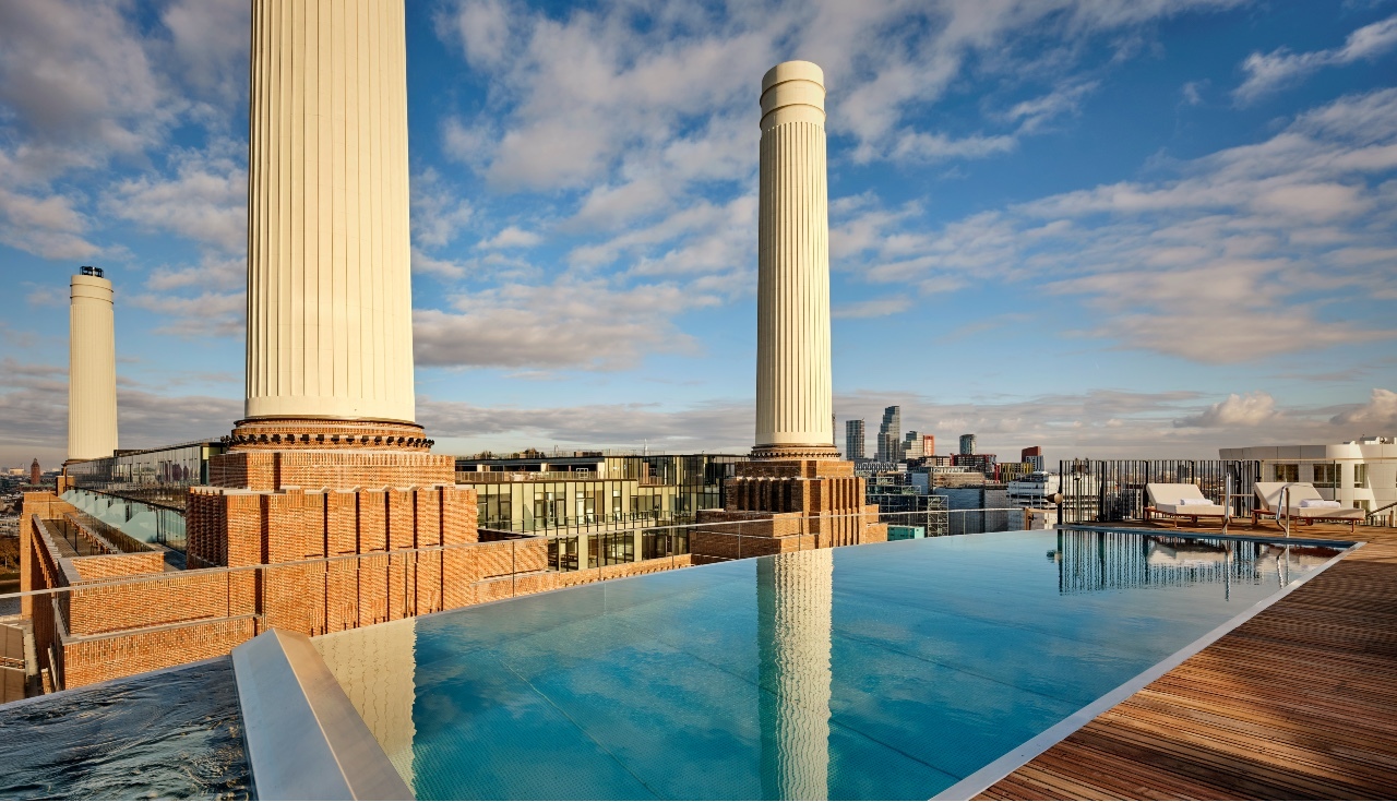The new Battersea Power Station hotel has a pool with an incredible view