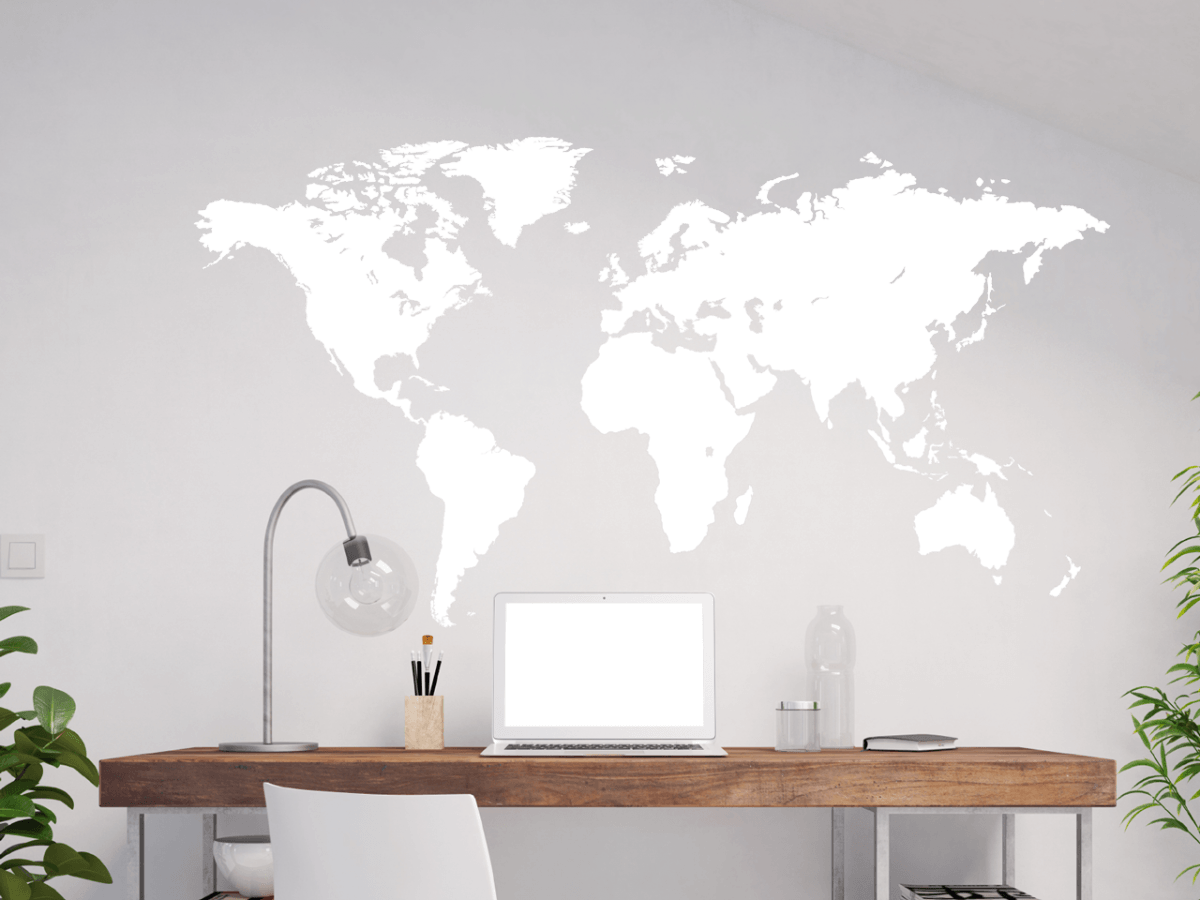 Wandtattoo Weltkarte Beschriftet Wandtattoo Weltkarte ToCut Werbetechnik Wandtattoo Beschriftung