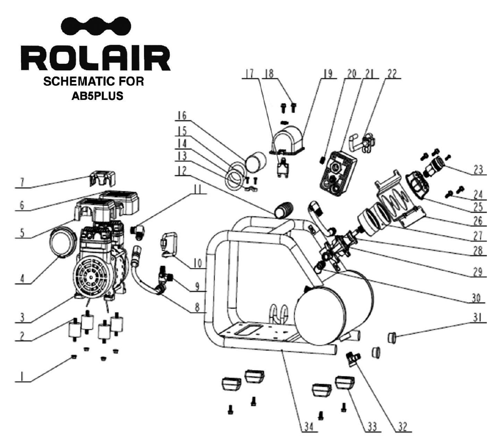 Buy rolair AB5PLUS Hand Carry Air Compressors Replacement Tool Parts